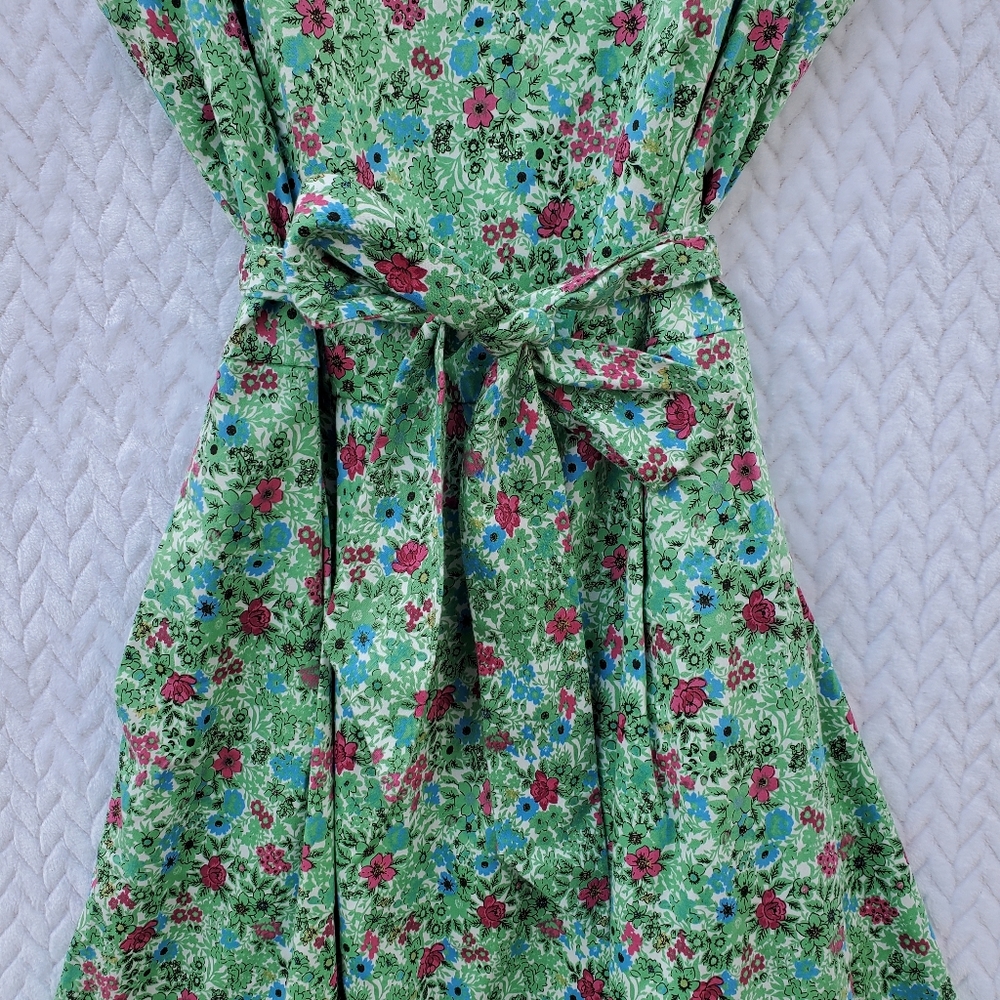 ANNE KLEIN Green Floral A-Line Fit & Flare Dress Size 10 - Picture 3 of 16
